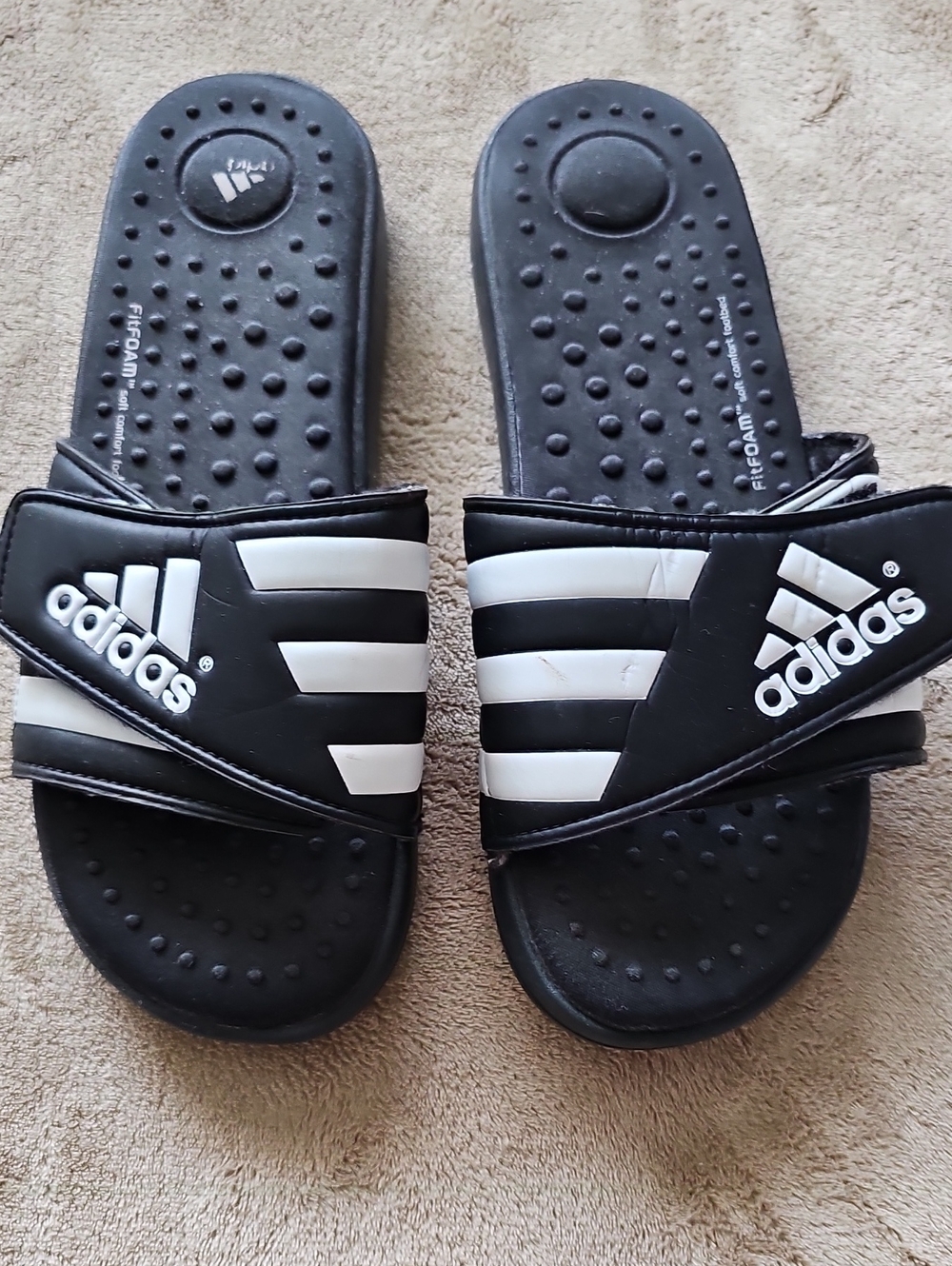 Adidas Black and White Slide Sandals